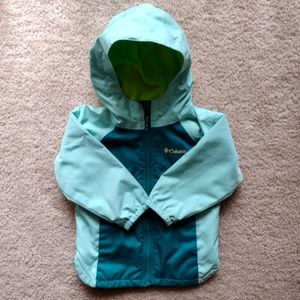 Columbia Toddler Turquoise Green Fleece Lined Rain Jacket Size 2T